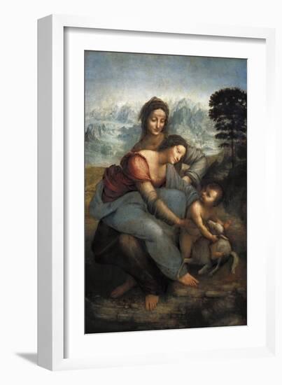 Virgin and Child with St-Leonardo da Vinci-Framed Art Print