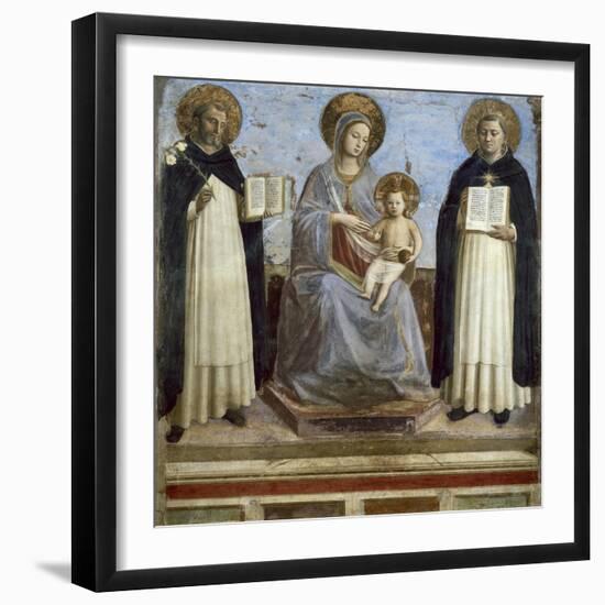 Virgin and Child with Sts. Dominic and Thomas Aquinas-Fra Angelico-Framed Art Print