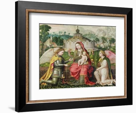 Virgin and Child with the Archangels Michael, Gabriel and Raphael-Lucas De Heere-Framed Giclee Print