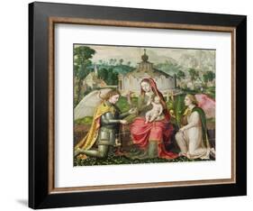 Virgin and Child with the Archangels Michael, Gabriel and Raphael-Lucas De Heere-Framed Giclee Print