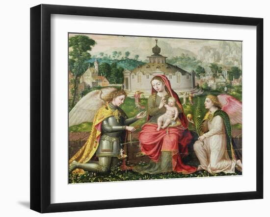 Virgin and Child with the Archangels Michael, Gabriel and Raphael-Lucas De Heere-Framed Giclee Print