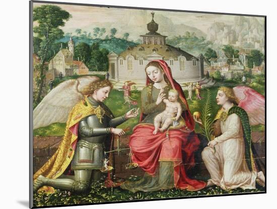 Virgin and Child with the Archangels Michael, Gabriel and Raphael-Lucas De Heere-Mounted Giclee Print