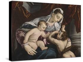 Virgin and Child with the Young Saint John the Baptist, 1560/65-Jacopo Bassano-Stretched Canvas