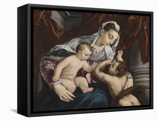 Virgin and Child with the Young Saint John the Baptist, 1560/65-Jacopo Bassano-Framed Stretched Canvas