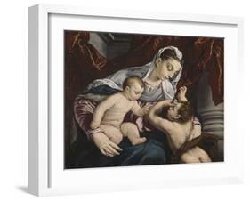 Virgin and Child with the Young Saint John the Baptist, 1560/65-Jacopo Bassano-Framed Giclee Print