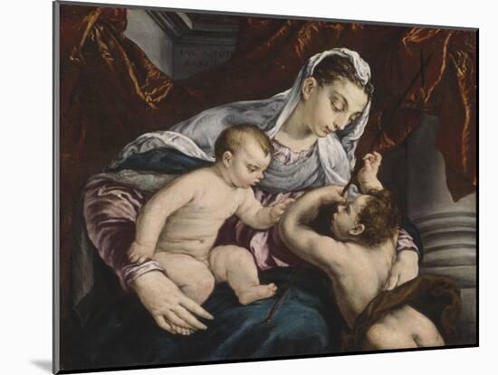 Virgin and Child with the Young Saint John the Baptist, 1560/65-Jacopo Bassano-Mounted Giclee Print