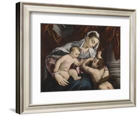 Virgin and Child with the Young Saint John the Baptist, 1560/65-Jacopo Bassano-Framed Giclee Print