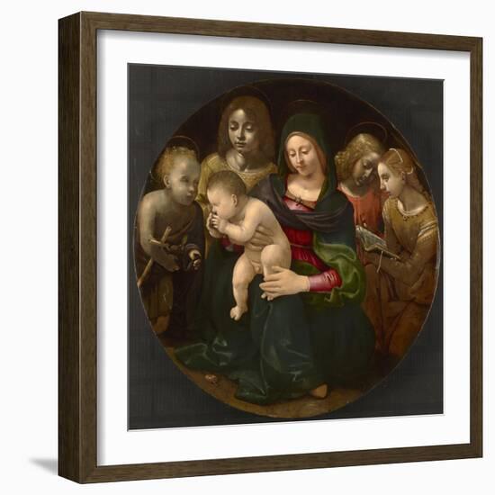 Virgin and Child with the Young Saint John the Baptist, Saint Cecilia, and Angels, C.1505-Piero di Cosimo-Framed Giclee Print