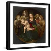 Virgin and Child with the Young Saint John the Baptist, Saint Cecilia, and Angels, C.1505-Piero di Cosimo-Framed Giclee Print