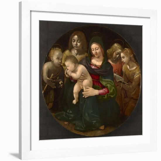 Virgin and Child with the Young Saint John the Baptist, Saint Cecilia, and Angels, C.1505-Piero di Cosimo-Framed Giclee Print