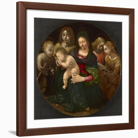 Virgin and Child with the Young Saint John the Baptist, Saint Cecilia, and Angels, C.1505-Piero di Cosimo-Framed Giclee Print