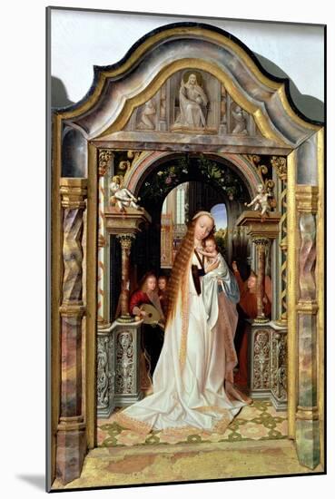 Virgin and Child with Three Angels, Central Panel of a Triptych, circa 1509-Quentin Metsys-Mounted Giclee Print