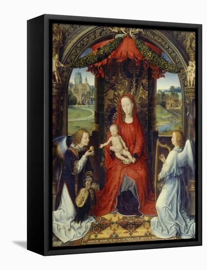 Virgin and Child with Two Angels-Hans Memling-Framed Stretched Canvas