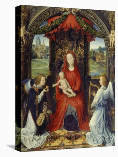 Virgin and Child with Two Angels-Hans Memling-Stretched Canvas