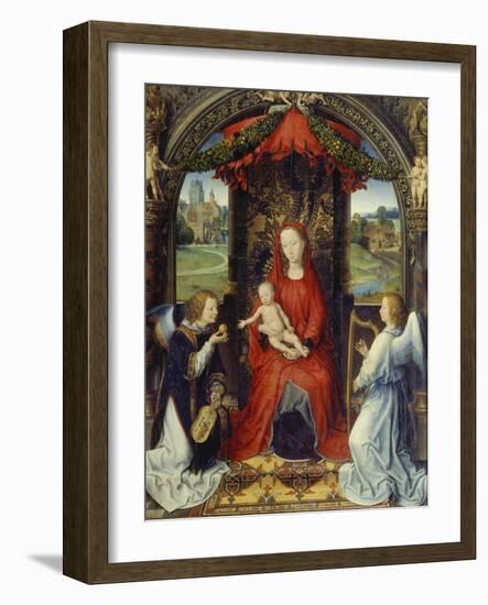 Virgin and Child with Two Angels-Hans Memling-Framed Giclee Print