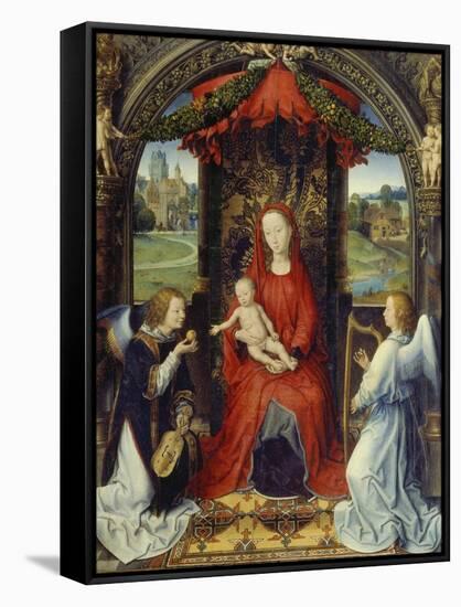 Virgin and Child with Two Angels-Hans Memling-Framed Stretched Canvas