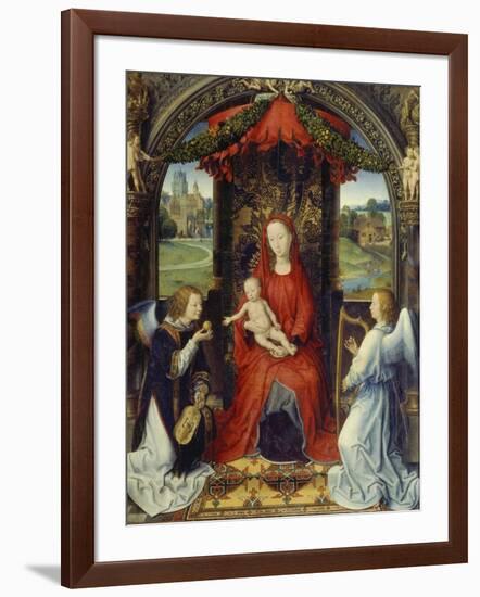 Virgin and Child with Two Angels-Hans Memling-Framed Giclee Print