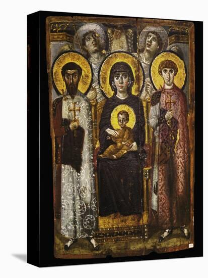 Virgin and Child with Two Saints, Byzantine Icon-null-Stretched Canvas