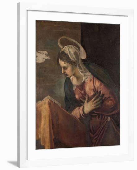 Virgin from the Annunciation to the Virgin, 1560-85-Jacopo Robusti Tintoretto-Framed Giclee Print