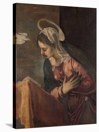 Virgin from the Annunciation to the Virgin, 1560-85-Jacopo Robusti Tintoretto-Stretched Canvas