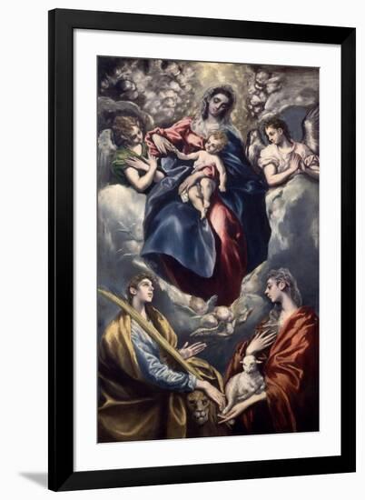 Virgin Mary and Child with St. Agnes and St. Martina, 1597-159-El Greco-Framed Giclee Print