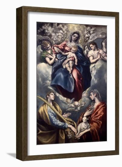 Virgin Mary and Child with St. Agnes and St. Martina, 1597-159-El Greco-Framed Giclee Print