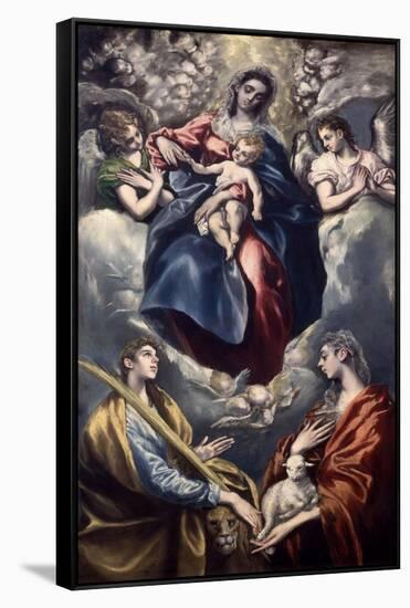 Virgin Mary and Child with St. Agnes and St. Martina, 1597-159-El Greco-Framed Stretched Canvas