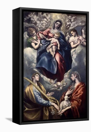 Virgin Mary and Child with St. Agnes and St. Martina, 1597-159-El Greco-Framed Stretched Canvas