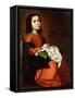 Virgin Mary as a Child-Francisco de Zurbaran-Framed Stretched Canvas