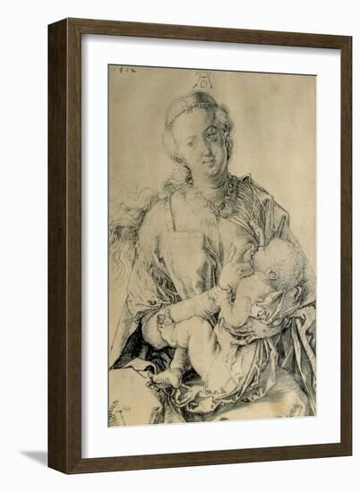 Virgin Mary Suckling the Christ Child, 1512 (Charcoal Drawing)-Albrecht Dürer-Framed Giclee Print