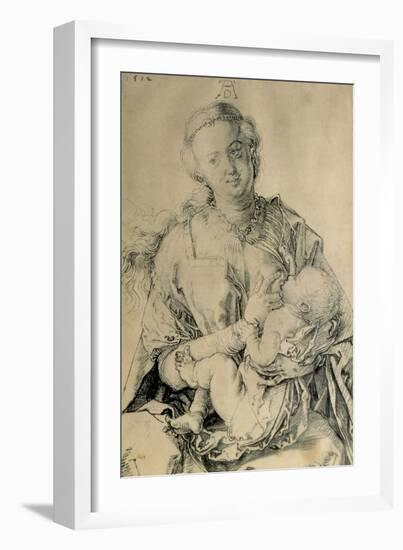 Virgin Mary Suckling the Christ Child, 1512 (Charcoal Drawing)-Albrecht Dürer-Framed Giclee Print