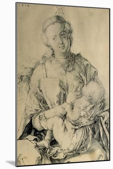 Virgin Mary Suckling the Christ Child, 1512 (Charcoal Drawing)-Albrecht Dürer-Mounted Giclee Print