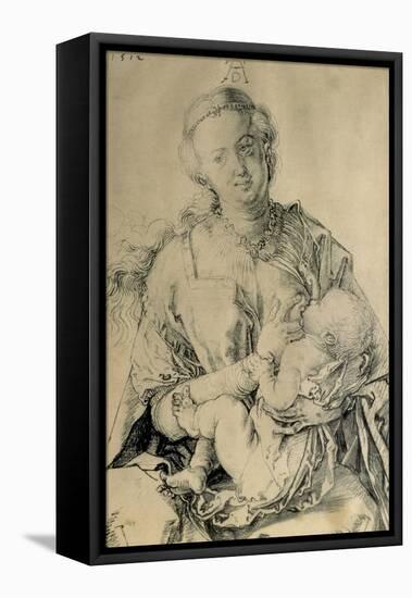 Virgin Mary Suckling the Christ Child, 1512 (Charcoal Drawing)-Albrecht Dürer-Framed Stretched Canvas