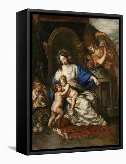 Virgin Mary with Child and John the Baptist as a Little Boy-Joachim Von Sandrart-Framed Stretched Canvas