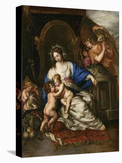 Virgin Mary with Child and John the Baptist as a Little Boy-Joachim Von Sandrart-Stretched Canvas
