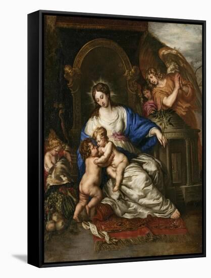 Virgin Mary with Child and John the Baptist as a Little Boy-Joachim Von Sandrart-Framed Stretched Canvas