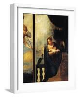 Virgin of Annunciation, Detail from Annunciation-Andrea Schiavone-Framed Giclee Print