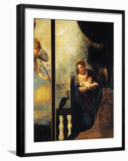 Virgin of Annunciation, Detail from Annunciation-Andrea Schiavone-Framed Giclee Print