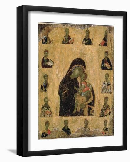 Virgin of Tenderness with the Saints, 1350-1400 (Egg Tempera and Gesso on Panel)-Byzantine-Framed Giclee Print