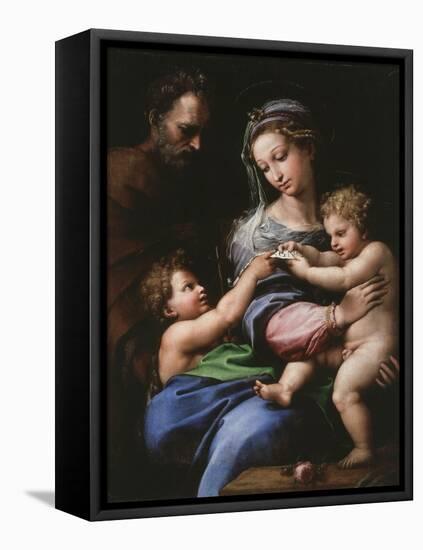 Virgin of the Rose, Madonna and Child with Joseph and John the Baptist, 1518-Raphael-Framed Stretched Canvas