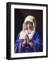 Virgin Praying with Eyes Lowered-Giovan Battista Salvi-Framed Art Print