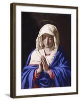 Virgin Praying with Eyes Lowered-Giovan Battista Salvi-Framed Art Print