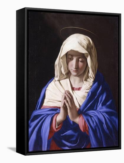 Virgin Praying with Eyes Lowered-Giovan Battista Salvi-Framed Stretched Canvas