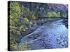 Virgin River and Couple on the Footbridge, Zion National Park, Utah, USA-null-Stretched Canvas