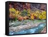 Virgin River and Rock Face at Big Bend, Zion National Park, Springdale, Utah, USA-null-Framed Stretched Canvas