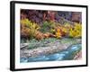 Virgin River and Rock Face at Big Bend, Zion National Park, Springdale, Utah, USA-null-Framed Photographic Print