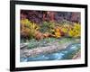 Virgin River and Rock Face at Big Bend, Zion National Park, Springdale, Utah, USA-null-Framed Photographic Print