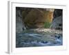 Virgin River Flows Beneath Overhanging Cliff in the Zion National Park in Utah, USA-null-Framed Photographic Print