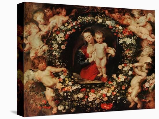 Virgin with a Garland of Flowers, circa 1618-20-Peter Paul Rubens-Stretched Canvas