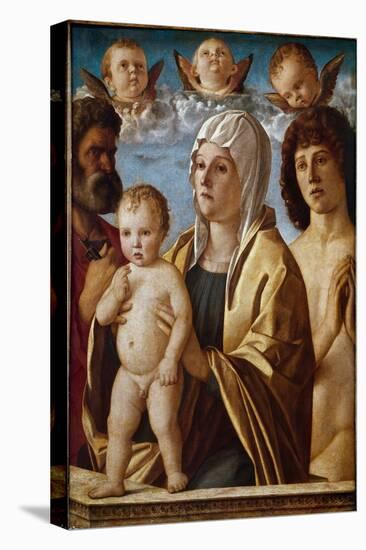 Virgin with Child with St Peter and St Sebastian (Tempera on Panel, 1487)-Giovanni Bellini-Stretched Canvas